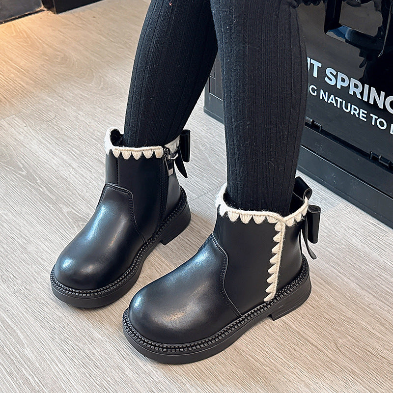 Girls' Soft-soled Velvet-lined Leather Boots 4