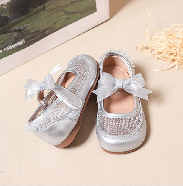 Girls' Fashion Mesh Soft Sole Anti Slip Lace Bow Low Top Princess Single Shoe 5
