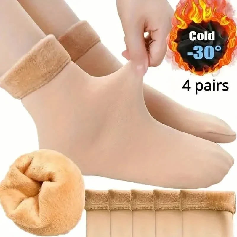 5-Pairs: Ultra-Soft Plush Lined Thermal Socks - Comfy Mid Tube Socks 5