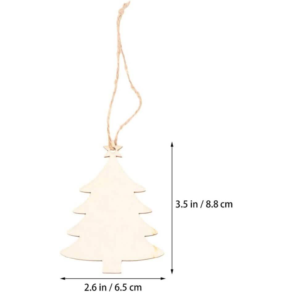 50-Pieces: Wooden Mini Christmas Tree Small Pendant 2