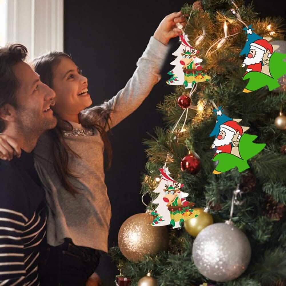 50-Pieces: Wooden Mini Christmas Tree Small Pendant 5