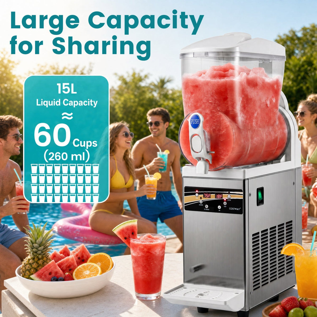 Commercial Slushy Machine 15L Single Tank 550W Freezer 7