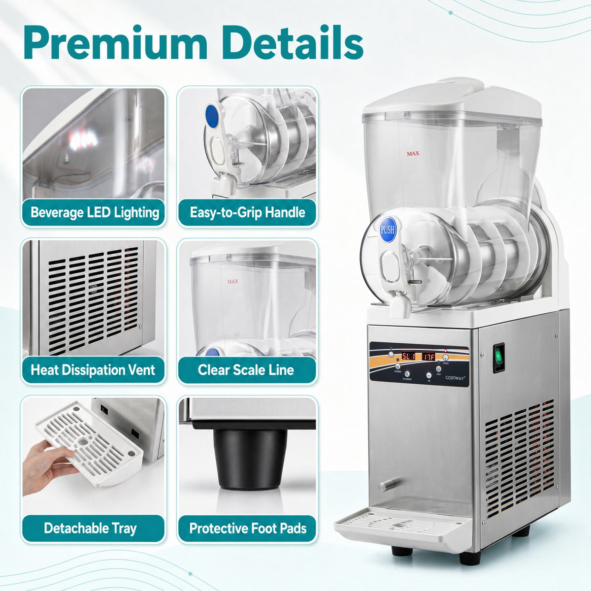 Commercial Slushy Machine 15L Single Tank 550W Freezer 8