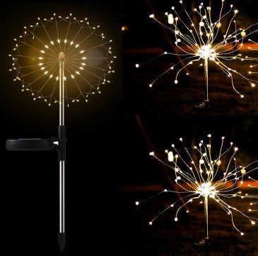 New Ground Plug Solar Fireworks Light LED Light String Copper Wire Outdoor Garden Decoration Star Lights Christmas Lights 40