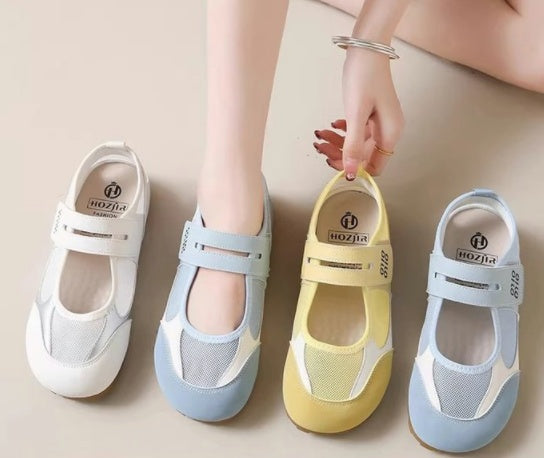 2026 New Summer Flat Academy Style Casual Shoes, Hook & Loop Korean Low Cut Outdoor Girls Flats 4