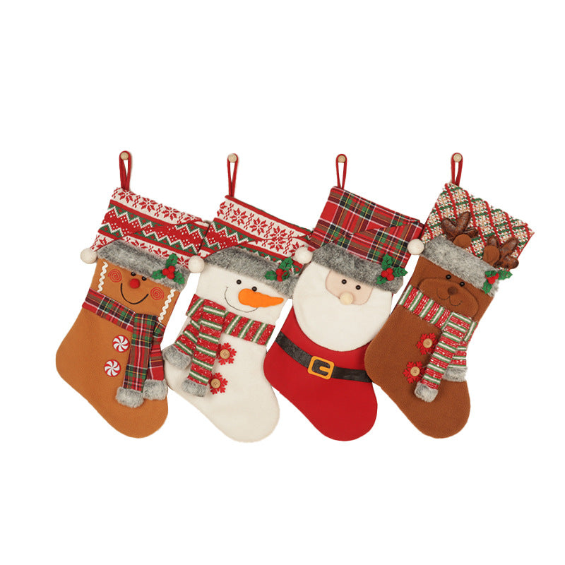 Christmas Stockings Red Santa Claus Snowman Biscuits Deer Gift Bag Christmas Tree Pendant 3