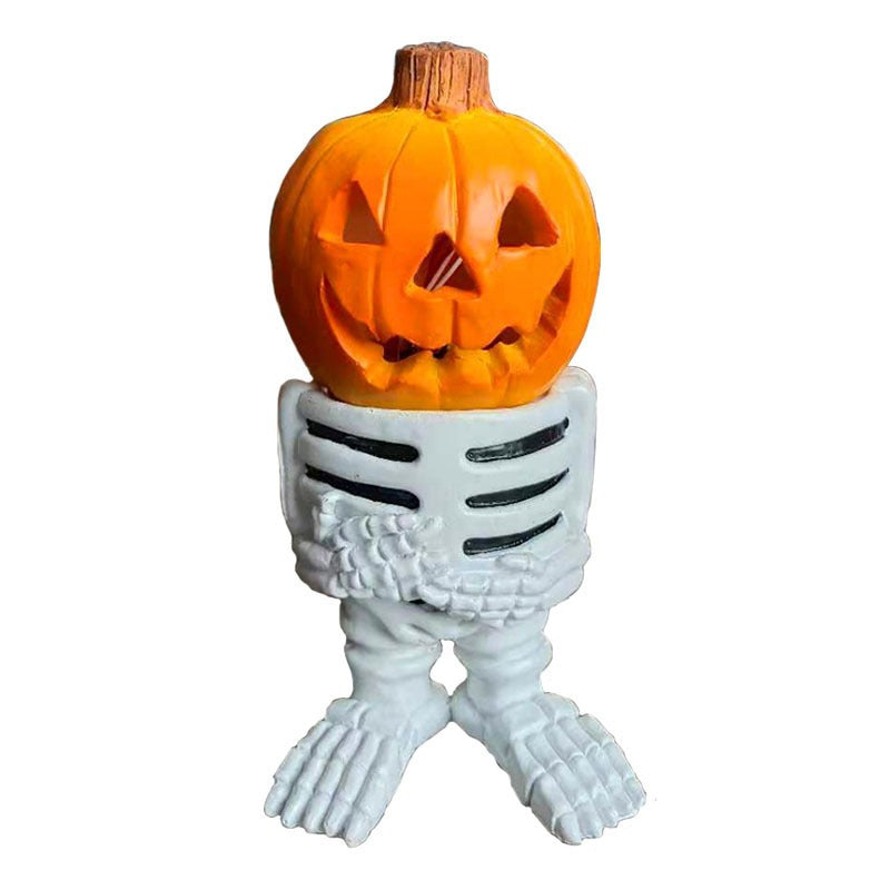 Halloween gift pumpkin knight garden ornaments decorative luminous small pumpkin head resin ornaments 10