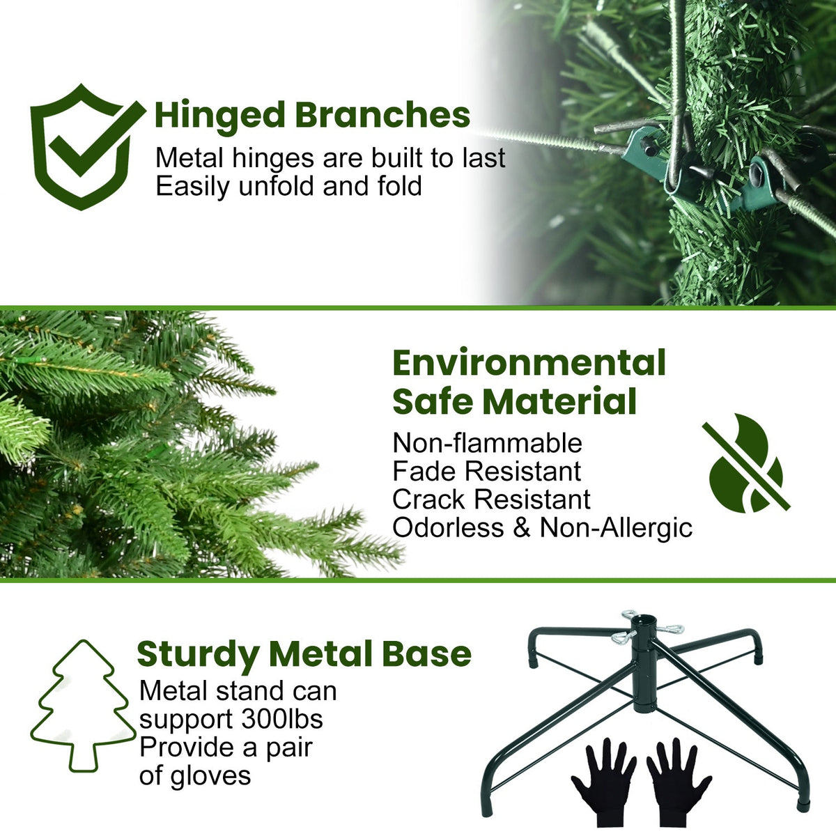 7FT PE&PVC Prelit Christmas Tree 3
