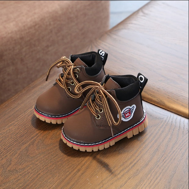 Baby cotton shoes autumn and winter new female treasure 1-3 years old 2 warm plus velvet children Martin boots boys winter shoes tide 4