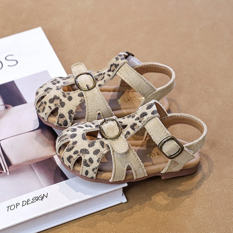2026 Summer New Girls Birken Sandals, Kids Roman Toe-Closed Sandals With Hook-and-Loop, Soft Sole Beach Shoes For Little Girls 2