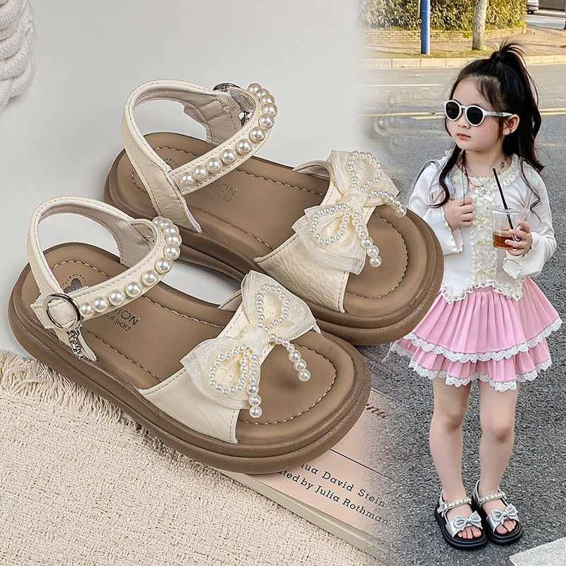 2026 Summer New Kids Sandals, Girls Fashion Versatile Princess Shoes, Stylish Soft Sole Beach Flat Shoes For Girls 2