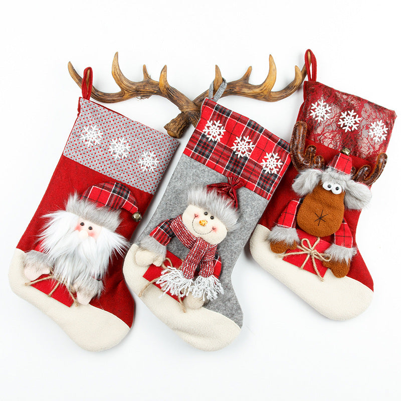 Christmas Socks Gift Bag Large 3D Christmas Socks Candy Bag Christmas Day Decoration Scene Decoration Gift Bag 3
