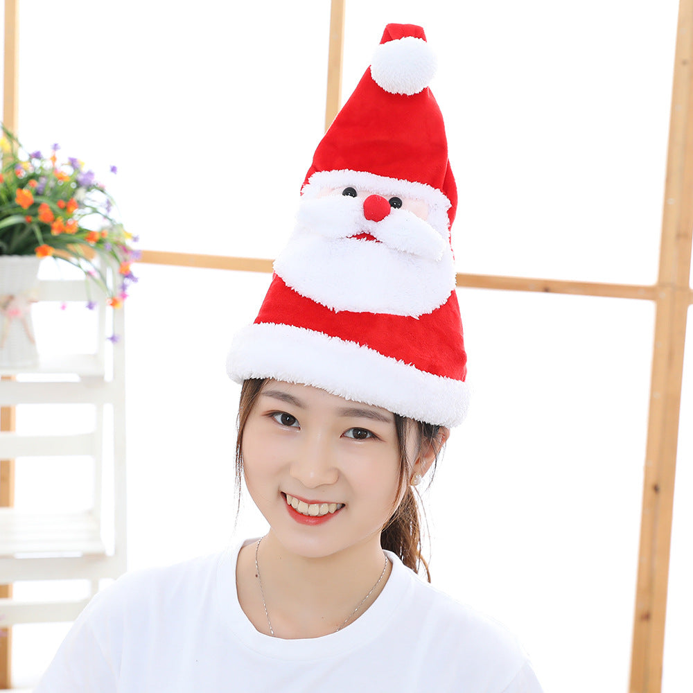 Soft Kawaii plush toy electric light-emitting movable Christmas Hat Plush Toy hat as a Christmas gift for children 6
