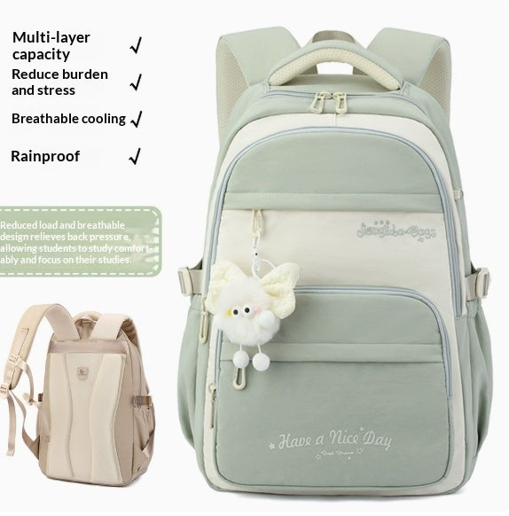 Three-piece Cartoon-print Set Junior High School Backpack Weight-reducing Campus Bag 12