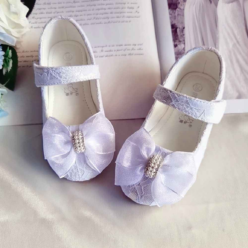 Princess Shoes Bow Lace Wedding Flower Girl 1