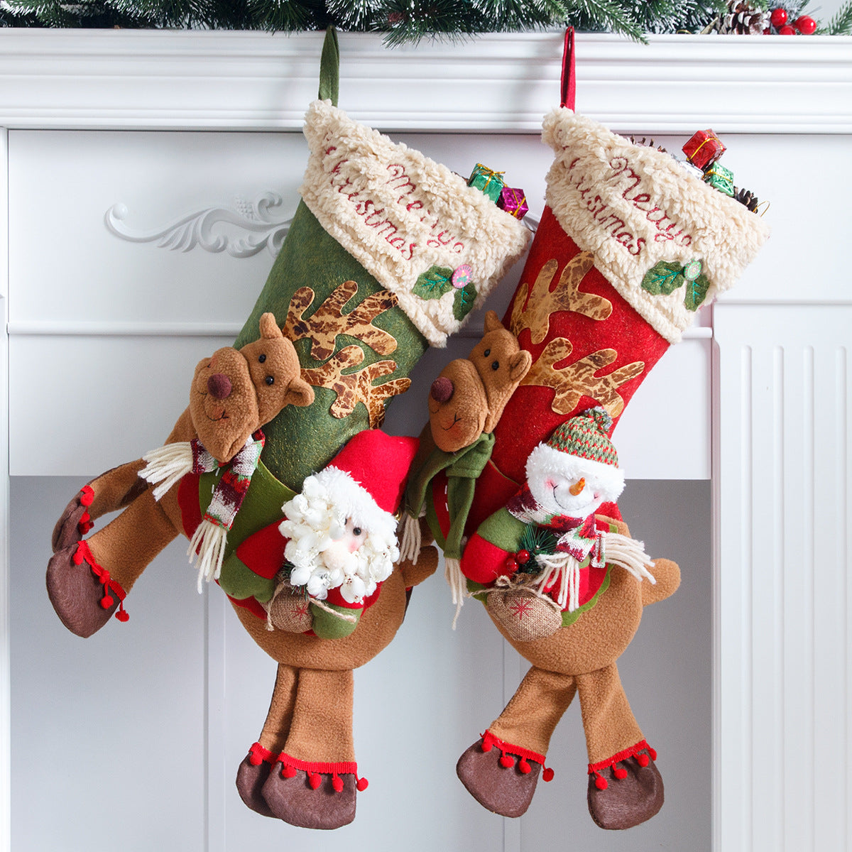 Santa Claus, snowman, deer riding socks, children's Christmas gifts, apple bags, jewelry, Christmas socks 5