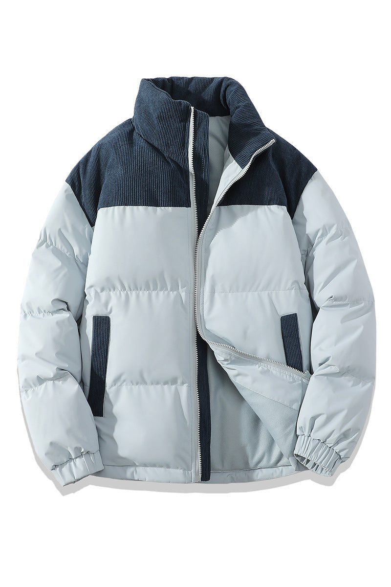 Winter Stand Collar Contrast-colored Coat Cotton Padded Jacket For Men Women Clothing 6