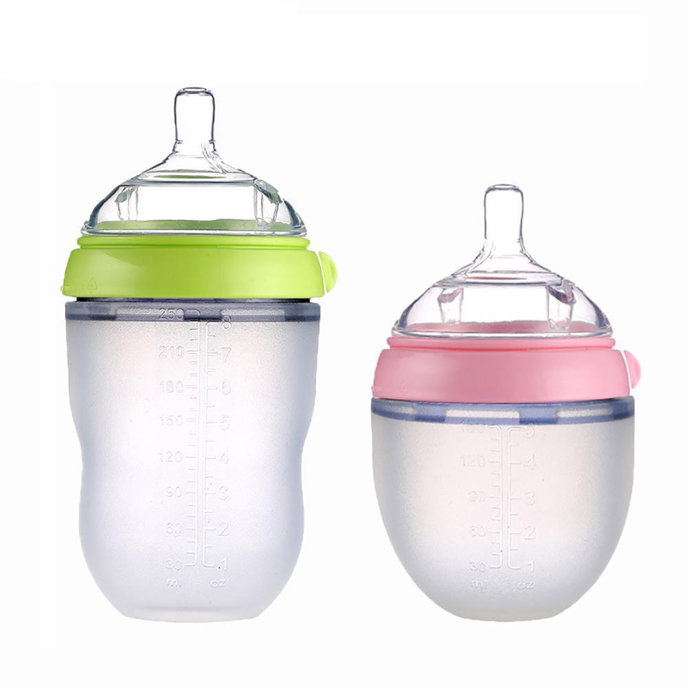 Baby Bottle For Milk and Breastmilk Wide Neck Soft Silicone Feeding Container Baby Water Bottle kids Nursing Bottles 2