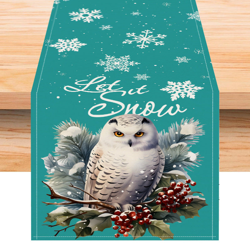Owl Linen Table Flag Christmas Day Table Decoration Tablecloth Kitchen Restaurant Tablecloth Tea Table Cloth 7