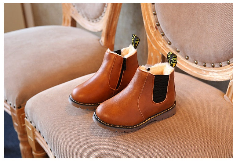 autumn and winter children's shoes short boots boys' leather boots girls Europe and the United States big children's boots single boots 5