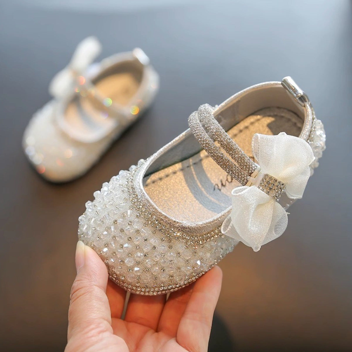 Soft Bottom Leather Shoes Baby Pumps Fashion Performance Crystal Shoes 3