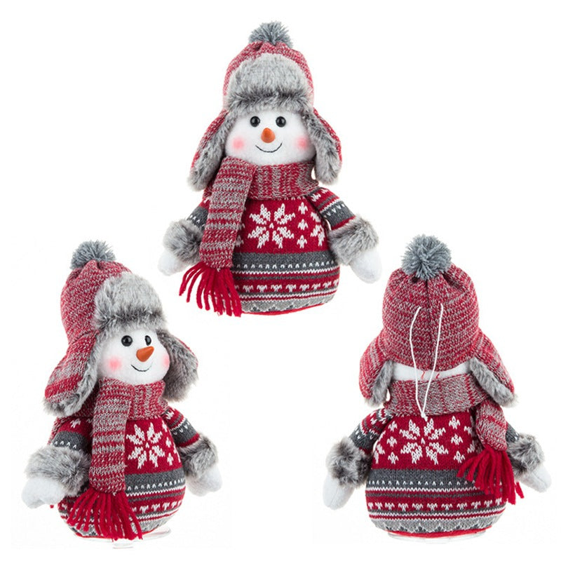 Doll Lei Feng Hat Scarf Snowman Doll Window Display Cute Christmas Snowman Cloth Doll 1