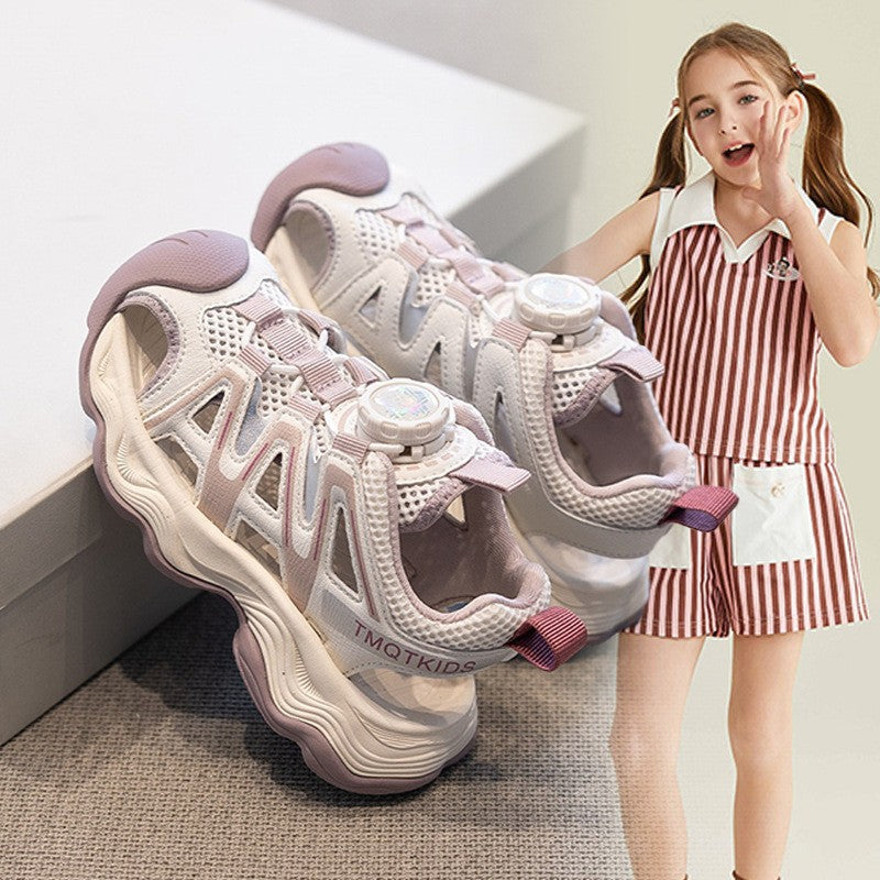 2026 Summer New Kids Sports Sandals, Girls Breathable Non-Slip Mesh Shoes, Baby Girls Hollow Out Soft Sole Beach Shoes 1