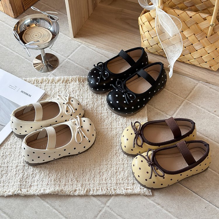 Girls' Leather Shoes, Children's Shallow Mouth Single Shoes, Polka Dot Princess Shoes, Medium And Large Children's Mary Jane Shoes 1
