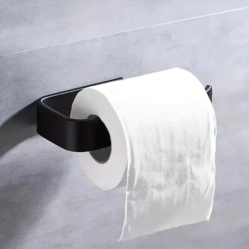 2-Pack: No-Drill Self-Adhesive Toilet Paper Holder – Black & White 3