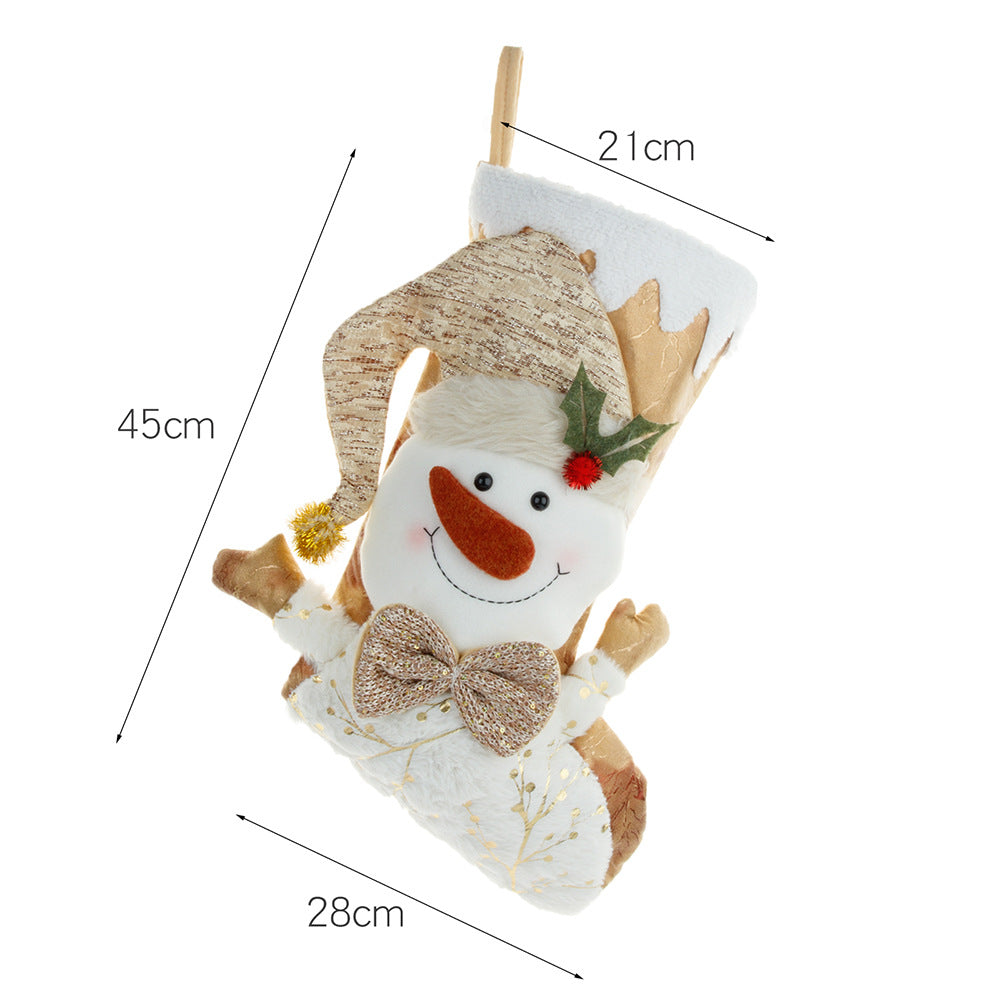 Christmas Decorative Socks Gift Bag Candy Bag Jewelry Gold 3D Christmas Socks Gift Bag 7