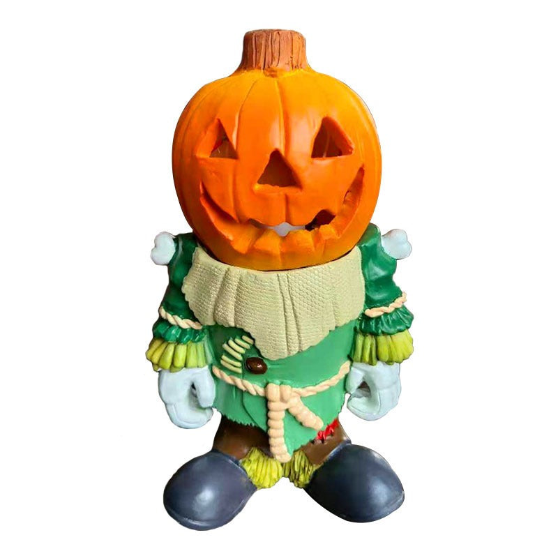 Halloween gift pumpkin knight garden ornaments decorative luminous small pumpkin head resin ornaments 8