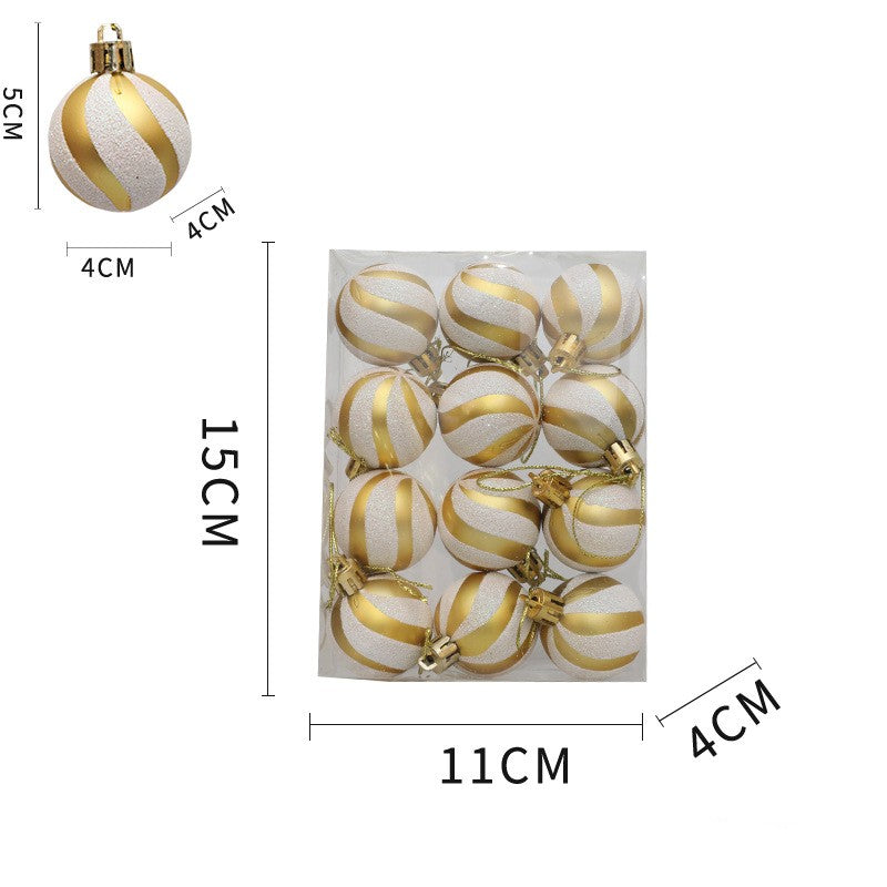 Christmas Ball Decoration Red and White Threaded Christmas Tree Hanging Decoration Hand drawn Christmas Ball Plastic 4