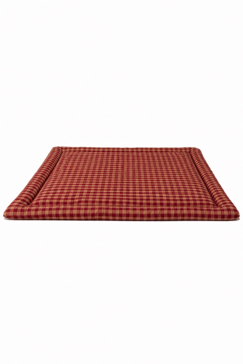 Red Beige Gingham Padded Baby Play Mat 1