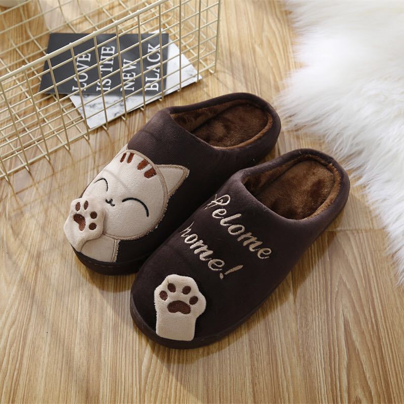 Cute Cat Shoes Soft Winter Women Winter Home Slippers Animal Slip On Soft Warm House Shoes Men Couple Indoor Bedroom Footwear Soft Cozy Home Slippers For Women Slip On Comfy Women's Washable Cotton Bedroom Slippers 2