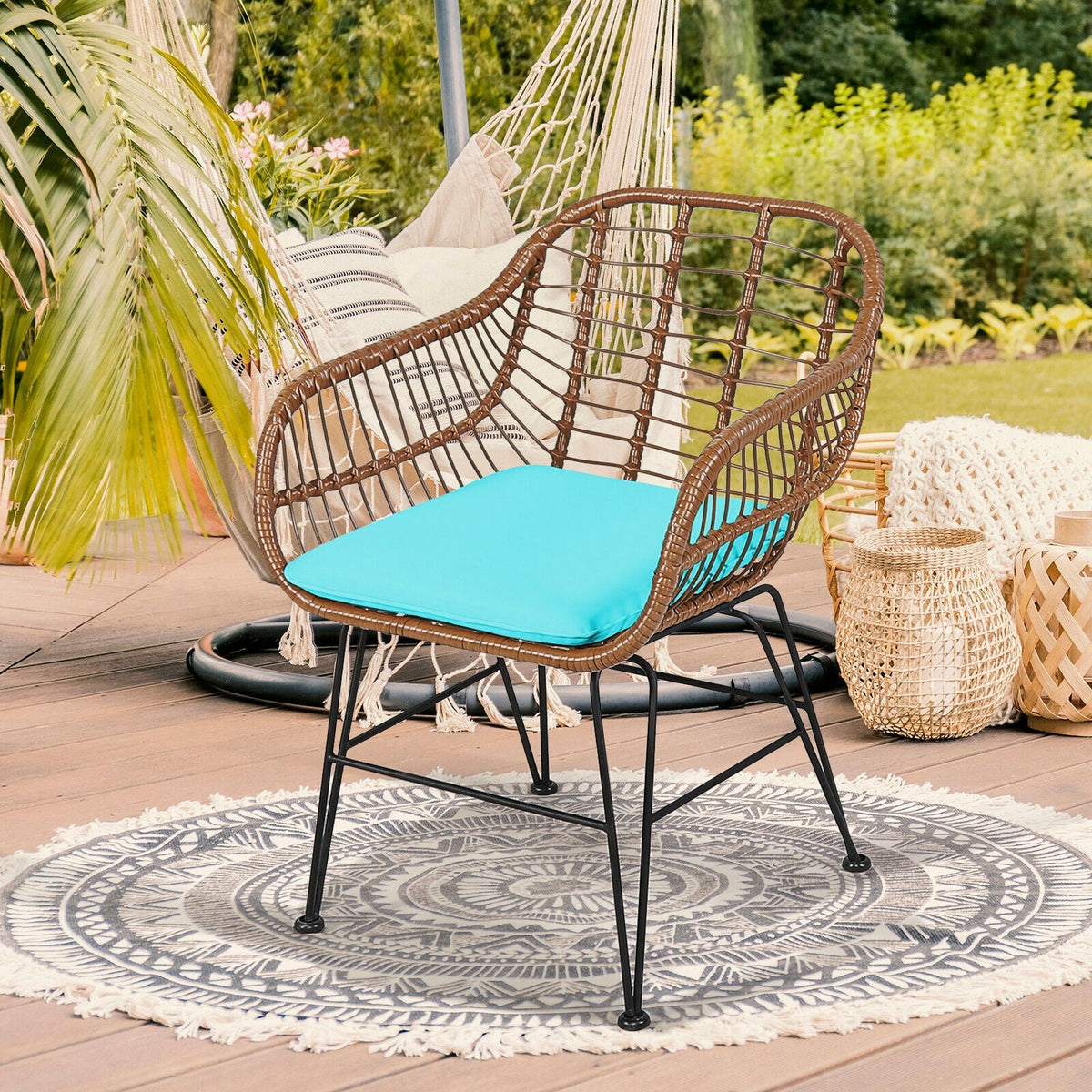 3-Piece Rattan Bistro Set with Cushions and Glass Table 14