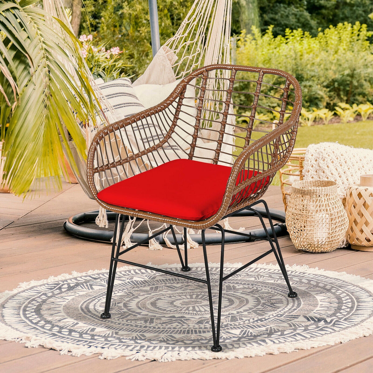 3-Piece Rattan Bistro Set with Cushions and Glass Table 22