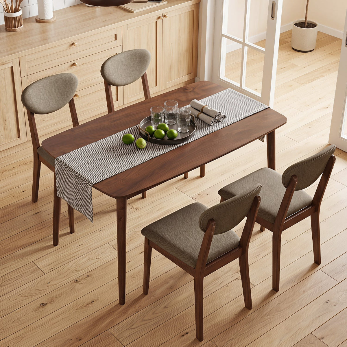 5-Piece Dining Set with Rectangular Table & 4 Fabric Chairs 9
