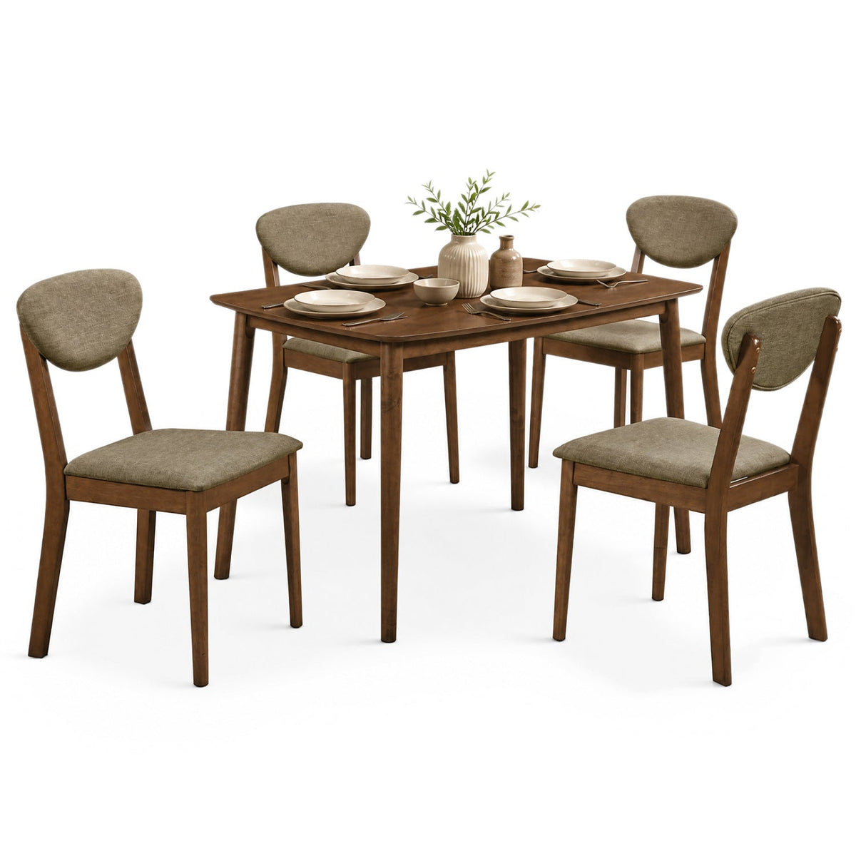 5-Piece Dining Set with Rectangular Table & 4 Fabric Chairs 12