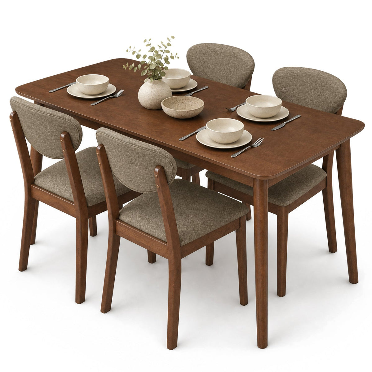 5-Piece Dining Set with Rectangular Table & 4 Fabric Chairs 15