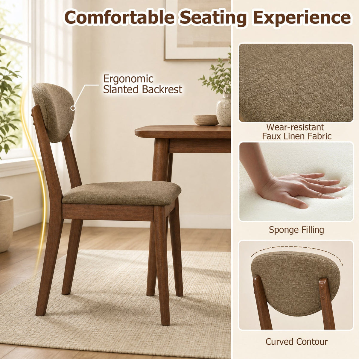 5-Piece Dining Set with Rectangular Table & 4 Fabric Chairs 16