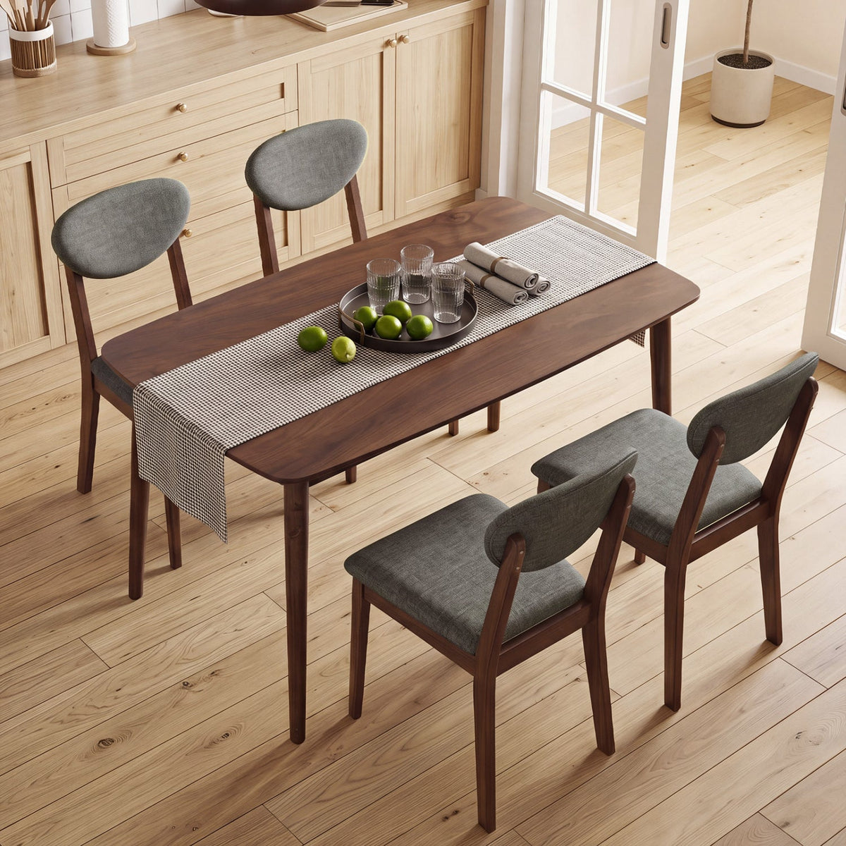 5-Piece Dining Set with Rectangular Table & 4 Fabric Chairs 1
