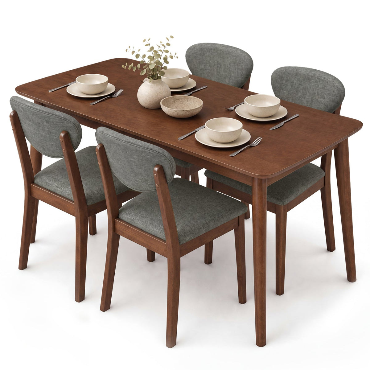 5-Piece Dining Set with Rectangular Table & 4 Fabric Chairs 7