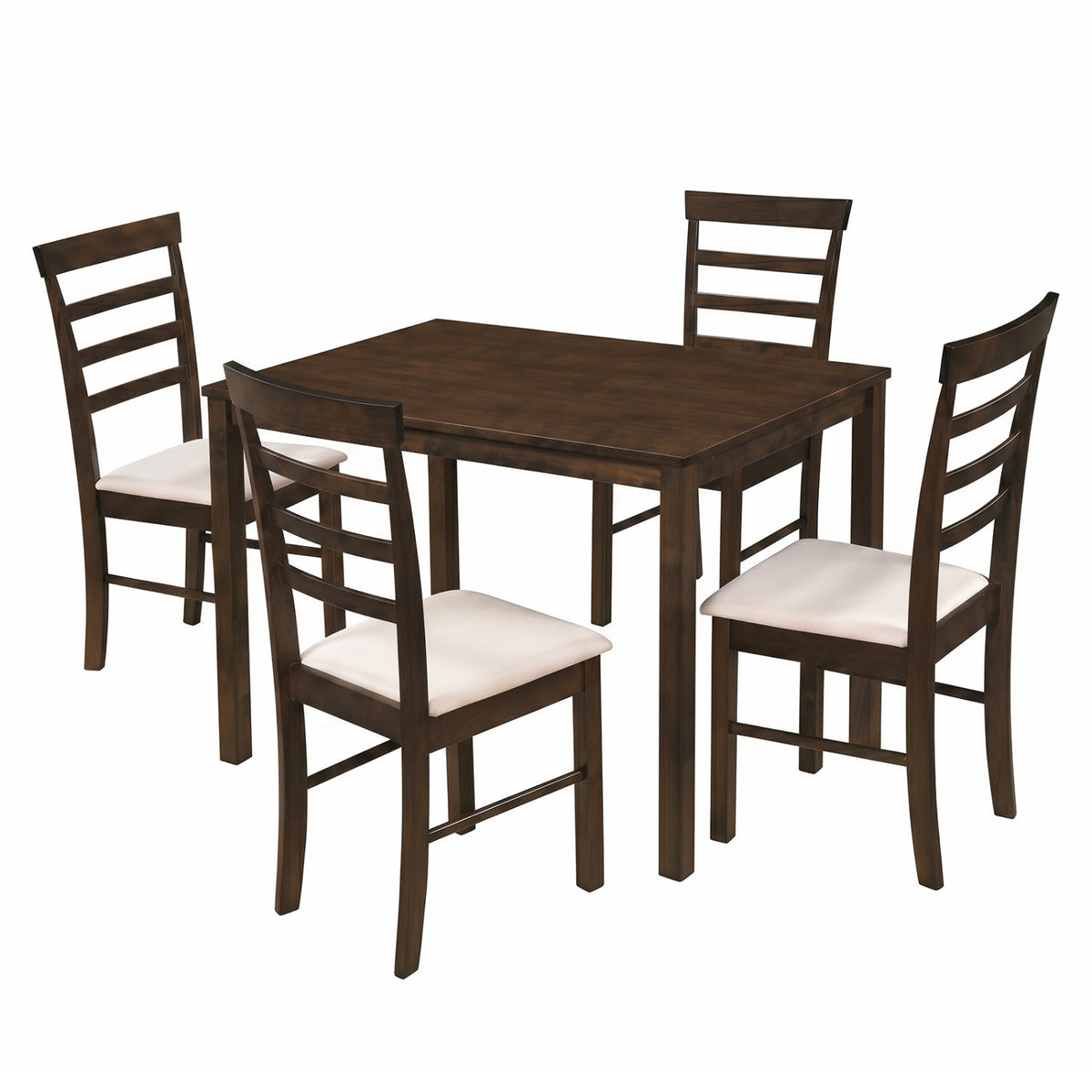 5-Piece Dining Table Set for 4 with Upholstered Chairs 3