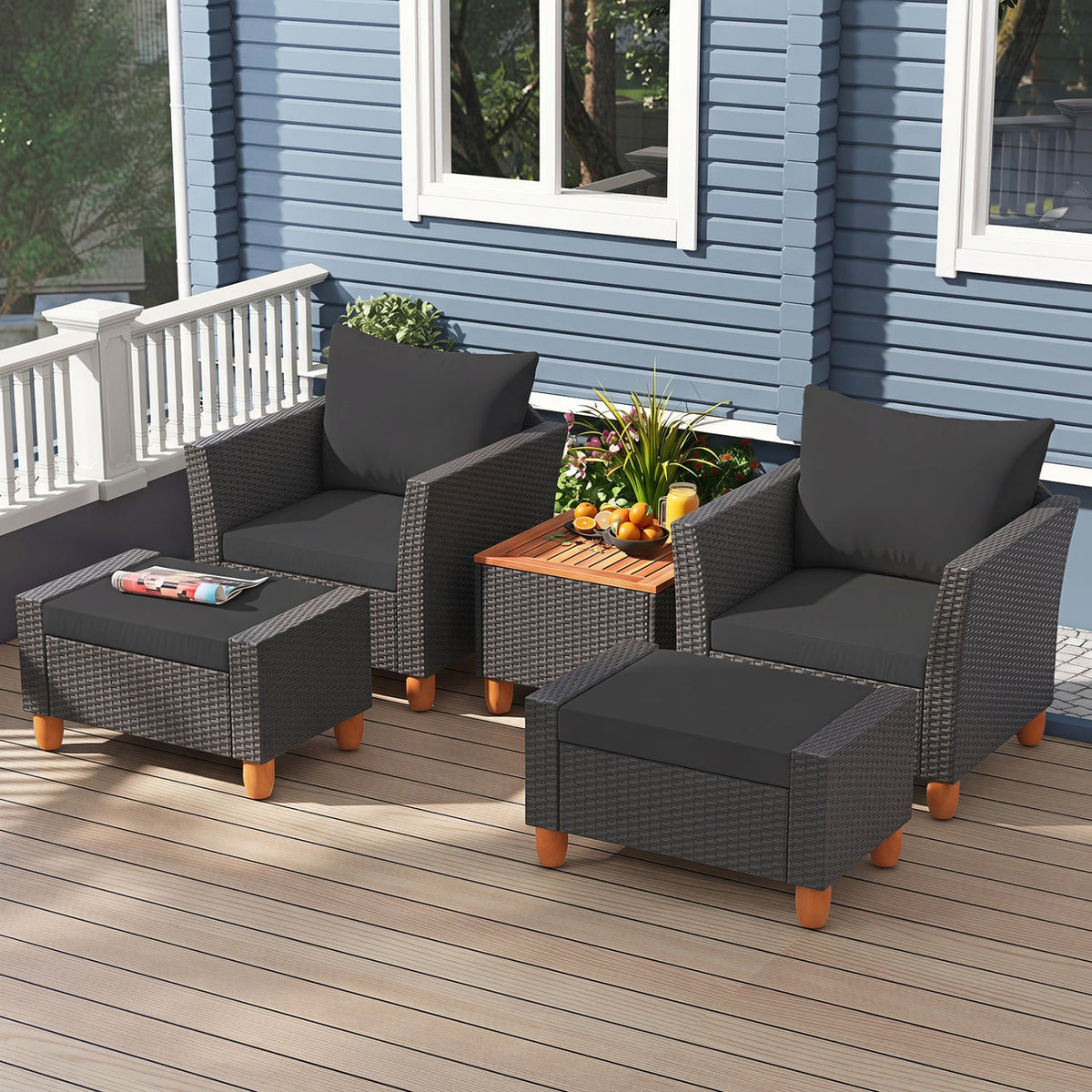 5-Piece Patio Conversation Set with Storage Table 1