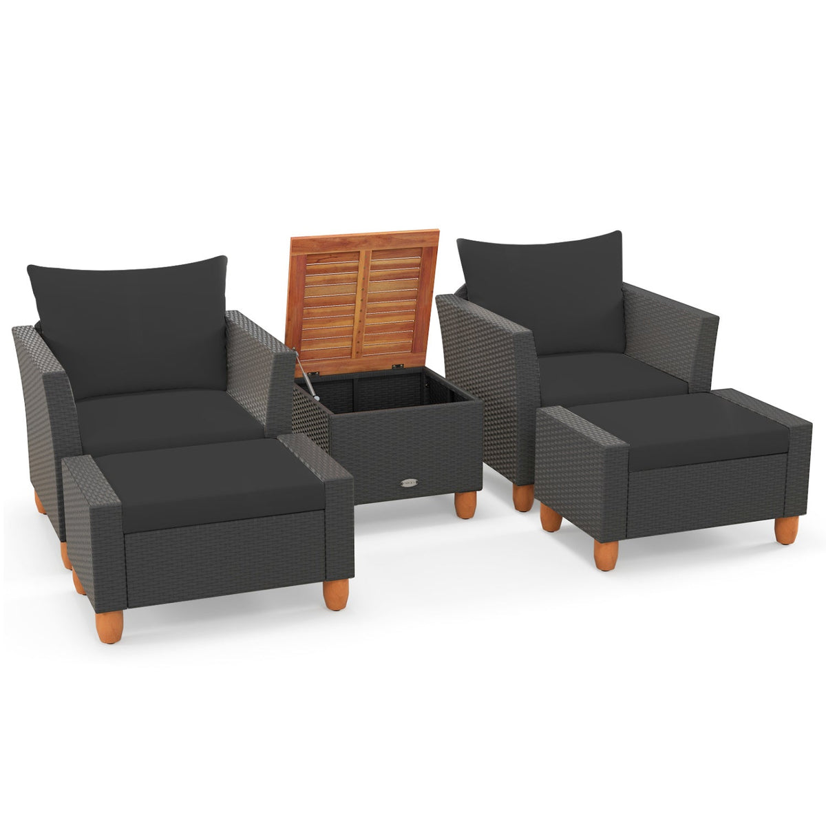 5-Piece Patio Conversation Set with Storage Table 4