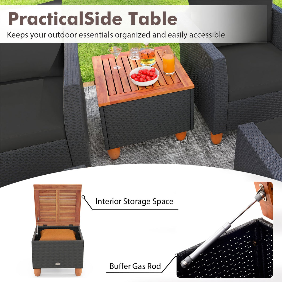 5-Piece Patio Conversation Set with Storage Table 6