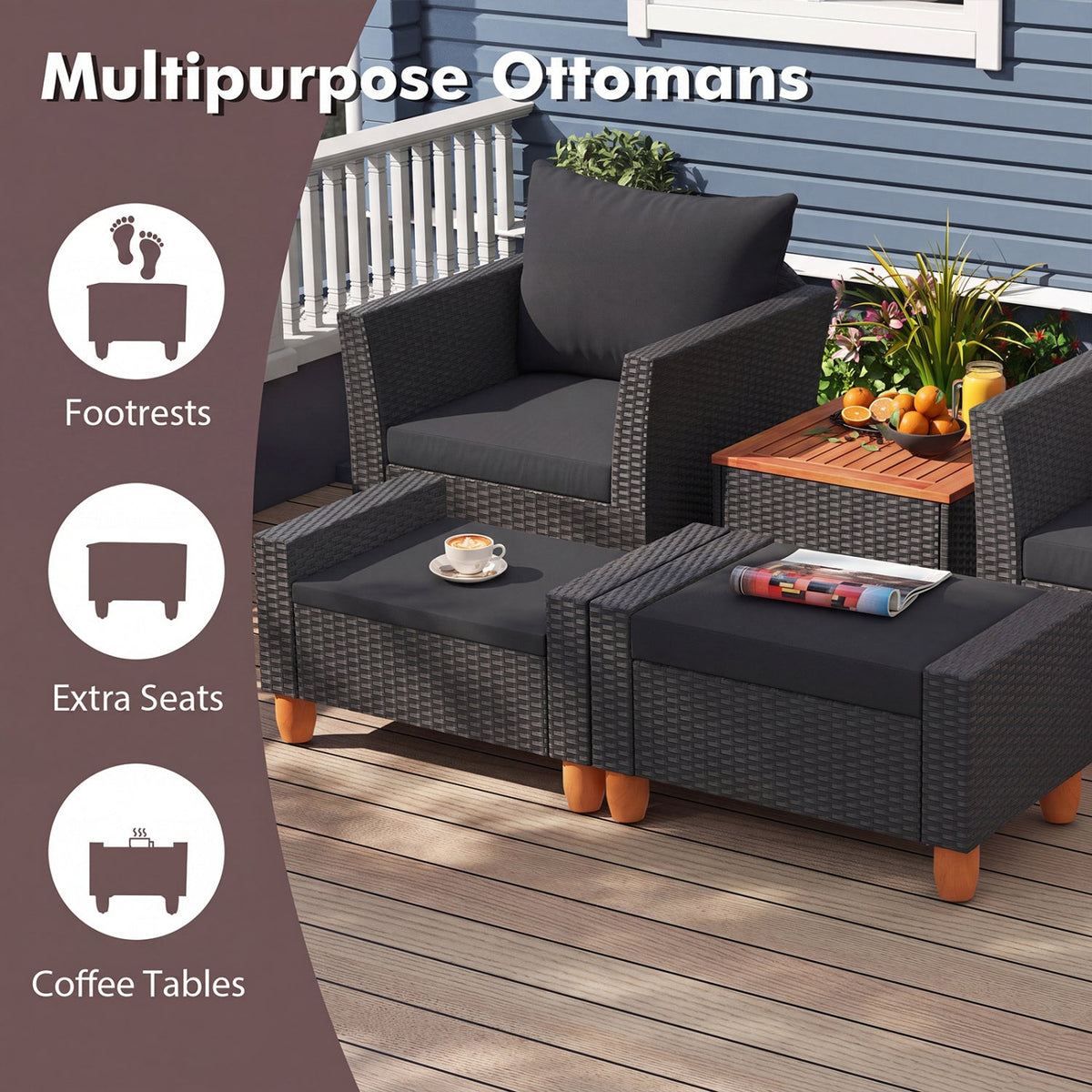 5-Piece Patio Conversation Set with Storage Table 8
