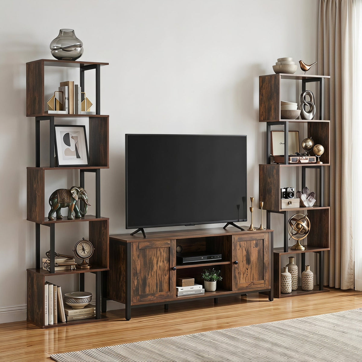 5-Tier S-Shaped Bookshelf with Open Cubes & Anti-Tip Kit 2