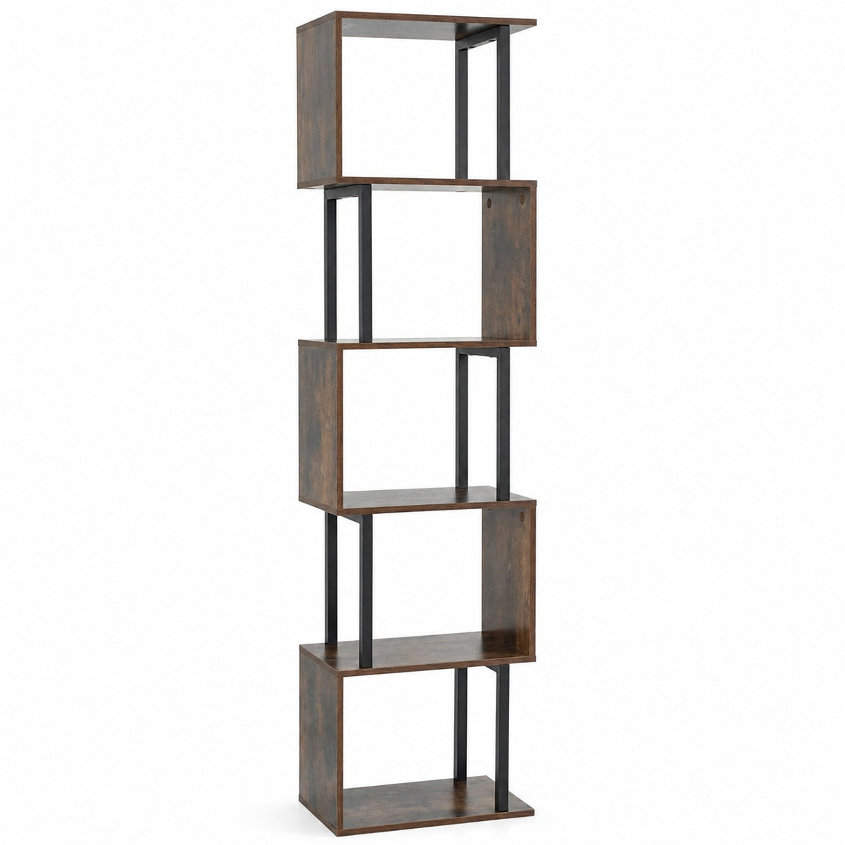 5-Tier S-Shaped Bookshelf with Open Cubes & Anti-Tip Kit 4