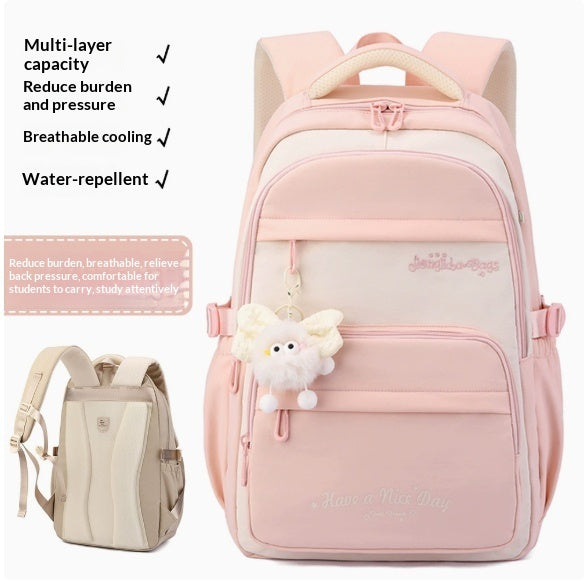 Three-piece Cartoon-print Set Junior High School Backpack Weight-reducing Campus Bag 11